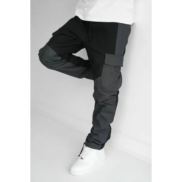 Large Pocket Stitching Trousers Men’s Loose Feet - None