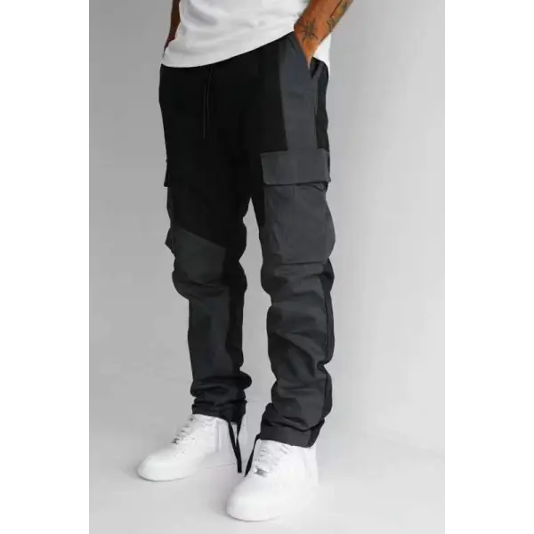 Large Pocket Stitching Trousers Men’s Loose Feet - None