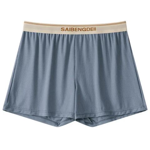 Large Size Men’s Ice Silk Boxer Shorts - Seamless Comfortable and Lightweight Sleepwear - Gray blue / XL 75-90 kg / 1pc