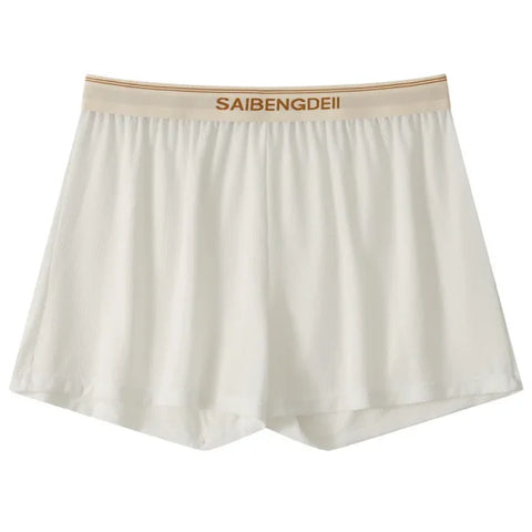 Large Size Men’s Ice Silk Boxer Shorts - Seamless Comfortable and Lightweight Sleepwear - White / XL 75-90 kg / 1pc