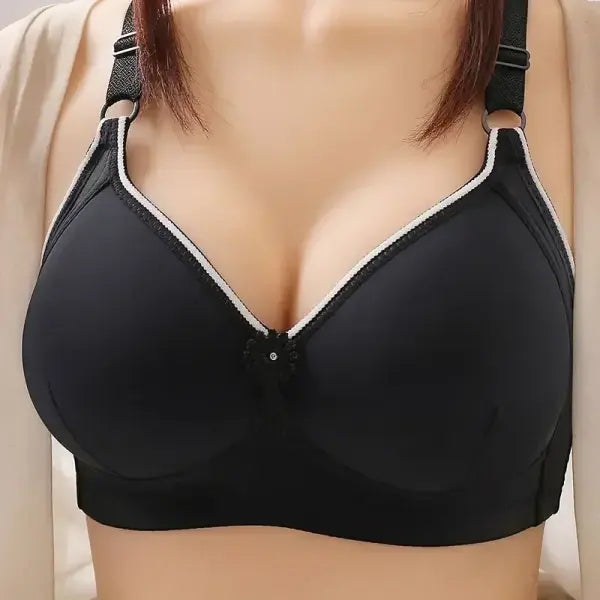 Plus Size Seamless Push-Up Bra - Wireless Comfort Bralette with Thin Unlined Cups - black / 36
