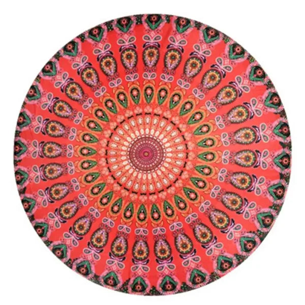 Large Vintage Round Beach Towel – Chiffon Anti-Sunlight Shawl & Picnic Mat