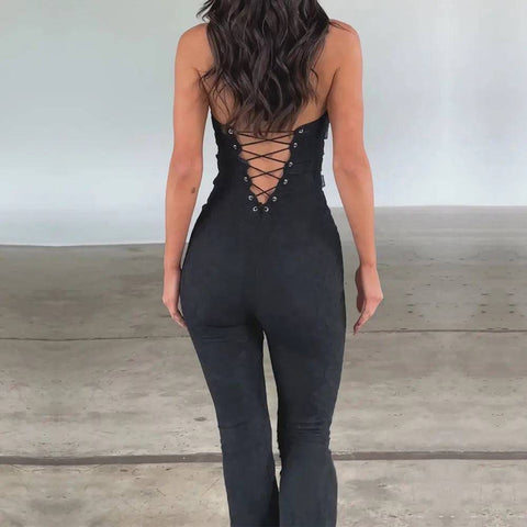 Lash Rope Jumpsuit - Stylish Slim Fit Lace Up Women’s Jumpsuit