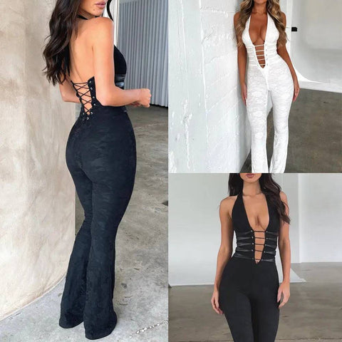 Lash Rope Jumpsuit - Stylish Slim Fit Lace Up Women’s Jumpsuit