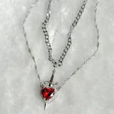 LATS Heart and Sword Zircon Figaro Chain Compatibility Necklace