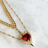 LATS Heart and Sword Zircon Figaro Chain Compatibility Necklace