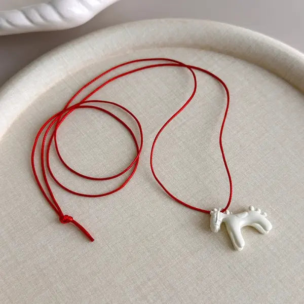 LATS Fashion Colorful Horse Pendant Necklace with Adjustable Rope Chain - 771205