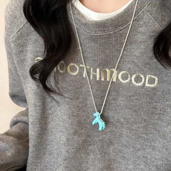 LATS Fashion Colorful Horse Pendant Necklace with Adjustable Rope Chain