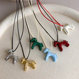 LATS Fashion Colorful Horse Pendant Necklace with Adjustable Rope Chain