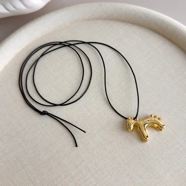 LATS Fashion Colorful Horse Pendant Necklace with Adjustable Rope Chain - 771203