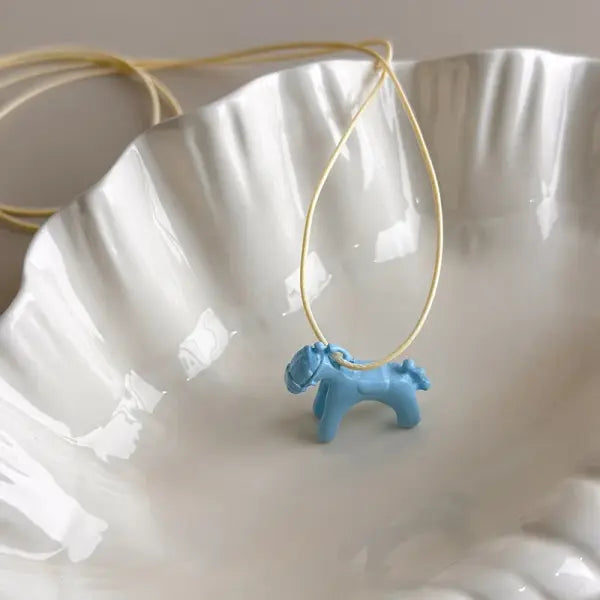LATS Fashion Colorful Horse Pendant Necklace with Adjustable Rope Chain