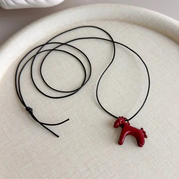 LATS Fashion Colorful Horse Pendant Necklace with Adjustable Rope Chain - 771208