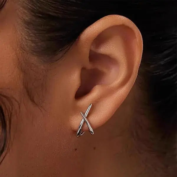 LATS Gold Cross Stud Earrings for Women – Dainty Minimalist Fashion Jewelry Party & Gift