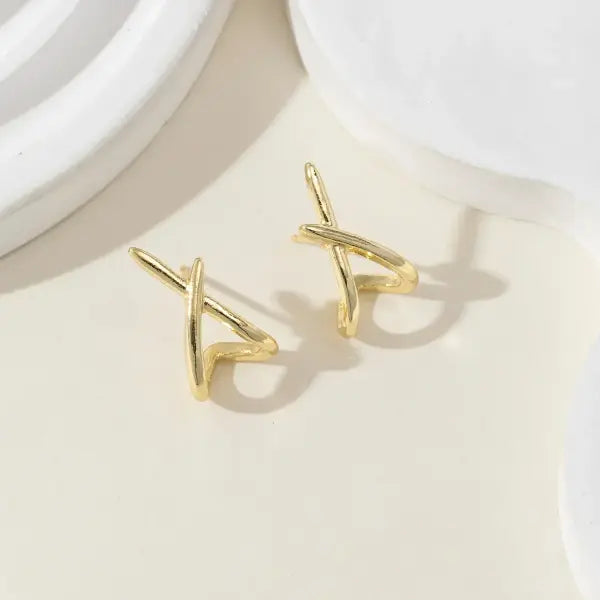 LATS Gold Cross Stud Earrings for Women – Dainty Minimalist Fashion Jewelry Party & Gift