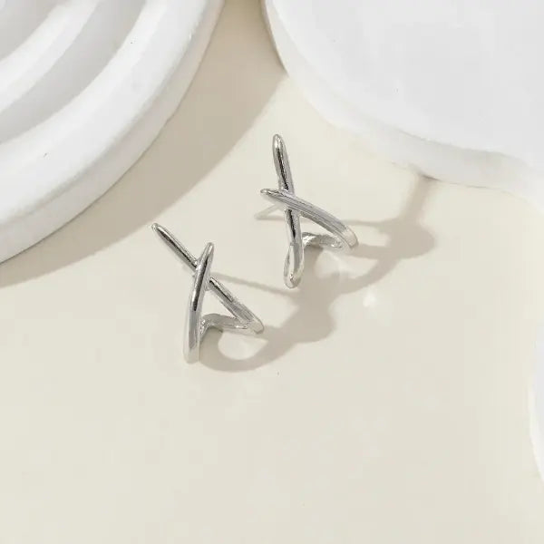 LATS Gold Cross Stud Earrings for Women – Dainty Minimalist Fashion Jewelry Party & Gift - 661985