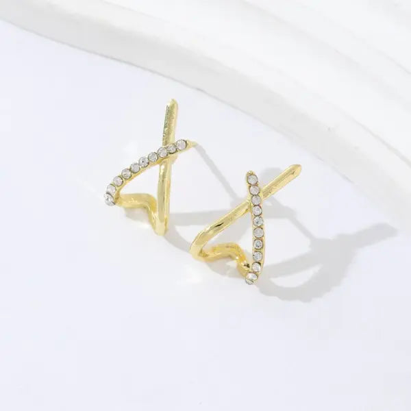 LATS Gold Cross Stud Earrings for Women – Dainty Minimalist Fashion Jewelry Party & Gift - 662490 1