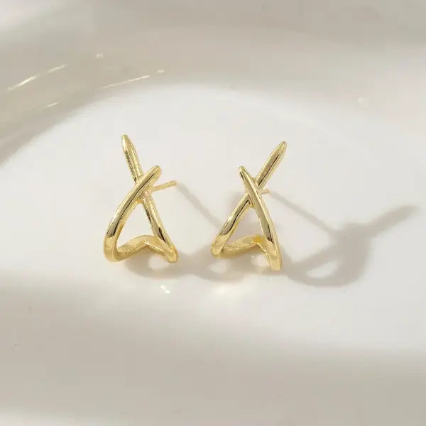 LATS Gold Cross Stud Earrings for Women – Dainty Minimalist Fashion Jewelry Party & Gift