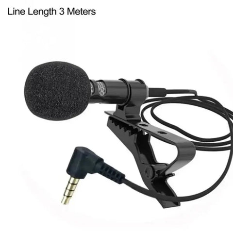 Lavalier microphone with 3-meter cable and 3.5mm connector for superior clip-on audio quality