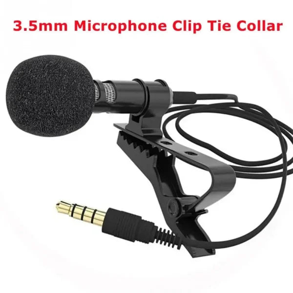 Lavalier microphone for superior clip-on audio quality with 3.5mm connector and windscreen