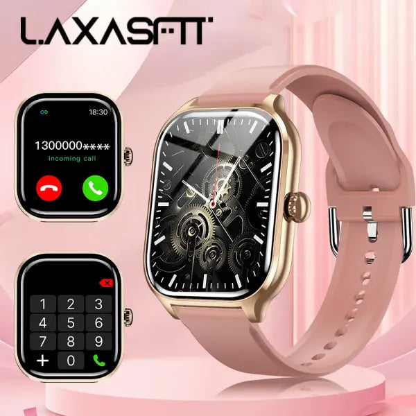 New Smart Watch Bluetooth Call Message Reminder 24 Hour Health Monitoring Smart Watch Gift for Men and Women - Pink