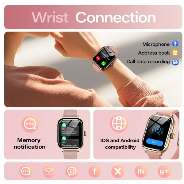 New Smart Watch Bluetooth Call Message Reminder 24 Hour Health Monitoring Smart Watch Gift for Men and Women