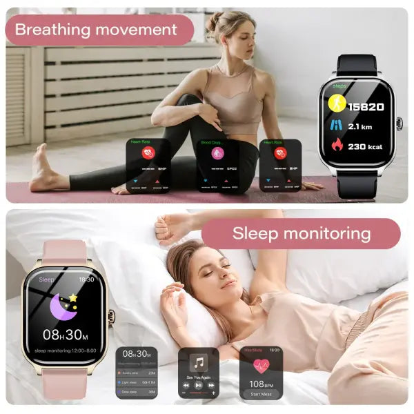 New Smart Watch Bluetooth Call Message Reminder 24 Hour Health Monitoring Smart Watch Gift for Men and Women