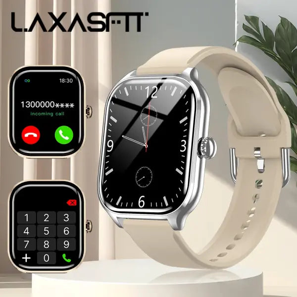 New Smart Watch Bluetooth Call Message Reminder 24 Hour Health Monitoring Smart Watch Gift for Men and Women - Silver