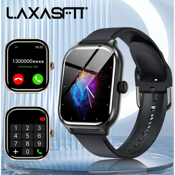 New Smart Watch Bluetooth Call Message Reminder 24 Hour Health Monitoring Smart Watch Gift for Men and Women - Black