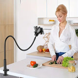 Lazy Bedside DesktopMobile Phone Clamp Bracket Flexible Long Arm Gooseneck Lazy Person Bracket With Handle Overhead