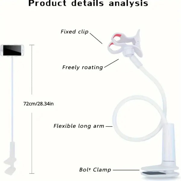 Lazy Bedside DesktopMobile Phone Clamp Bracket Flexible Long Arm Gooseneck Lazy Person Bracket With Handle Overhead