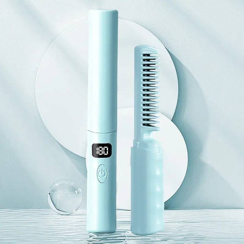 LCD Comb – Best Hair Straightener Comb with USB Charging - Blue / USB