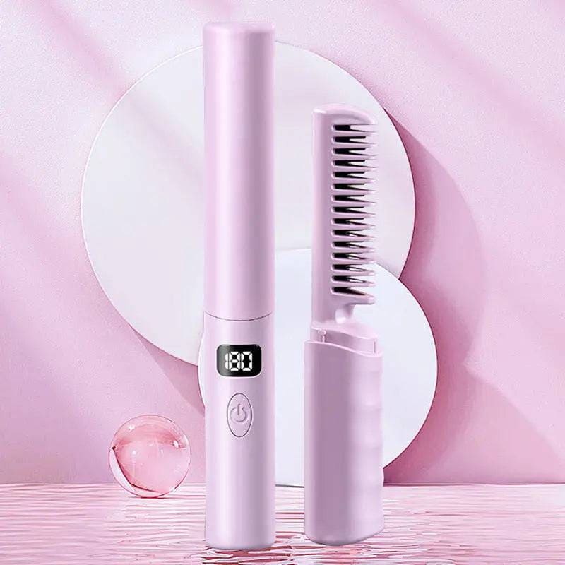 LCD Comb – Best Hair Straightener Comb with USB Charging - Purple / USB