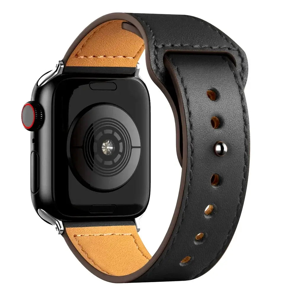 Apple Watch Ultra Leather Band 49mm Elegant Wrist Strap - Black 3 / 41mm-40mm-38mm