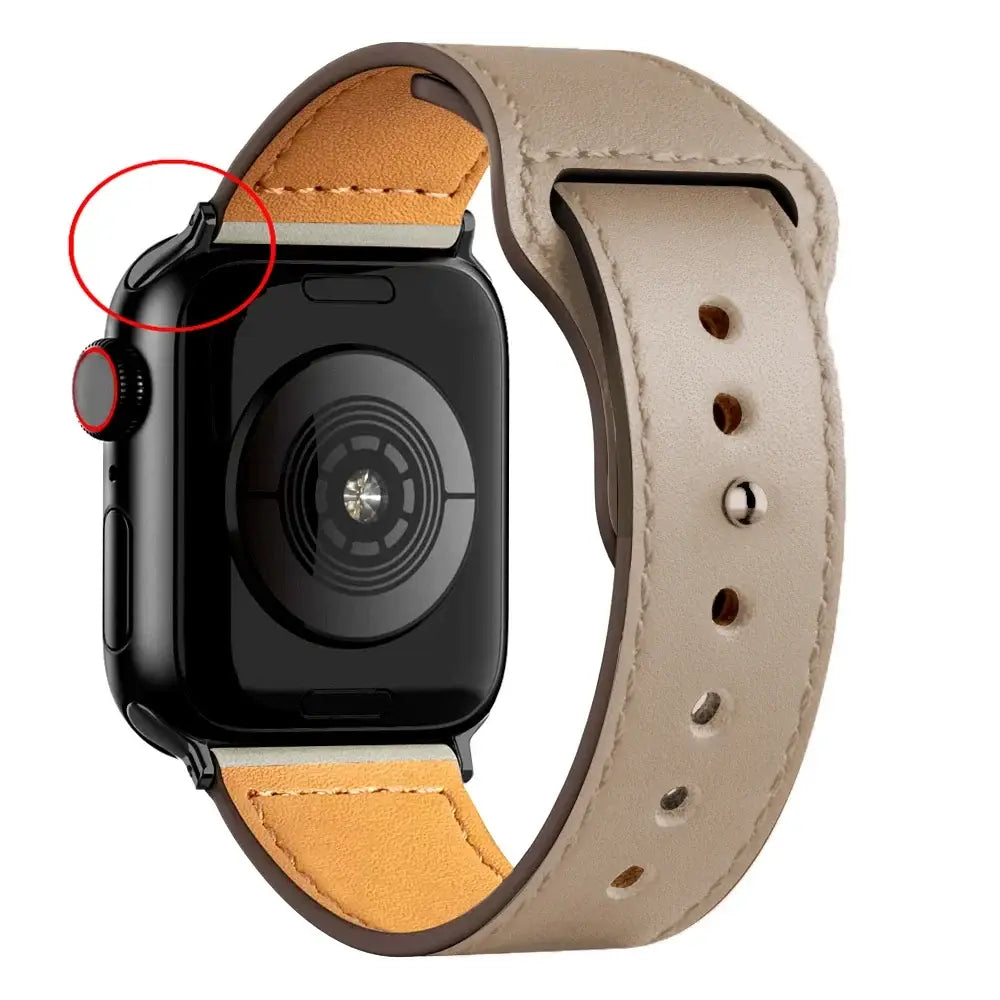 Apple Watch Ultra Leather Band 49mm Elegant Wrist Strap - B Apricot 15 / 41mm-40mm-38mm