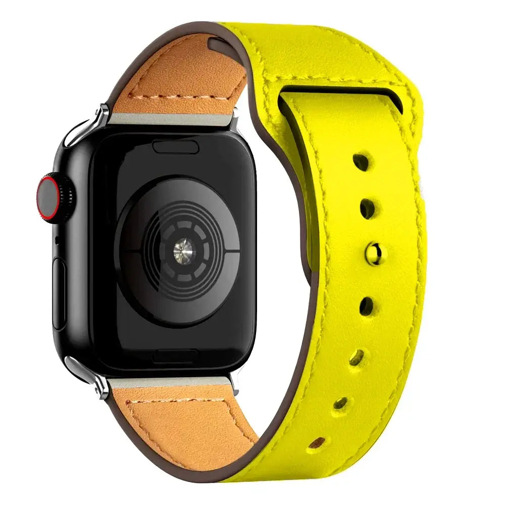 Apple Watch Ultra Leather Band 49mm Elegant Wrist Strap - Yellow 16 / 41mm-40mm-38mm