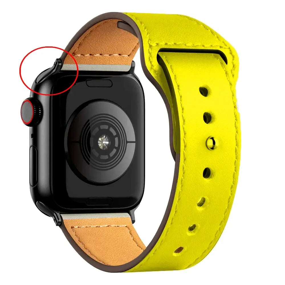Apple Watch Ultra Leather Band 49mm Elegant Wrist Strap - B Yellow 16 / 41mm-40mm-38mm