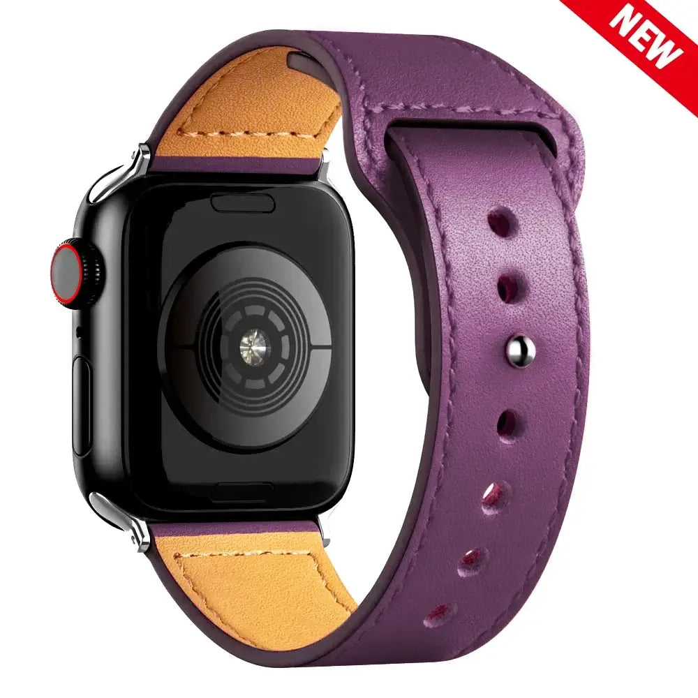 Apple Watch Ultra Leather Band 49mm Elegant Wrist Strap - barbie purple 27 / 49mm-45mm-44mm-42mm