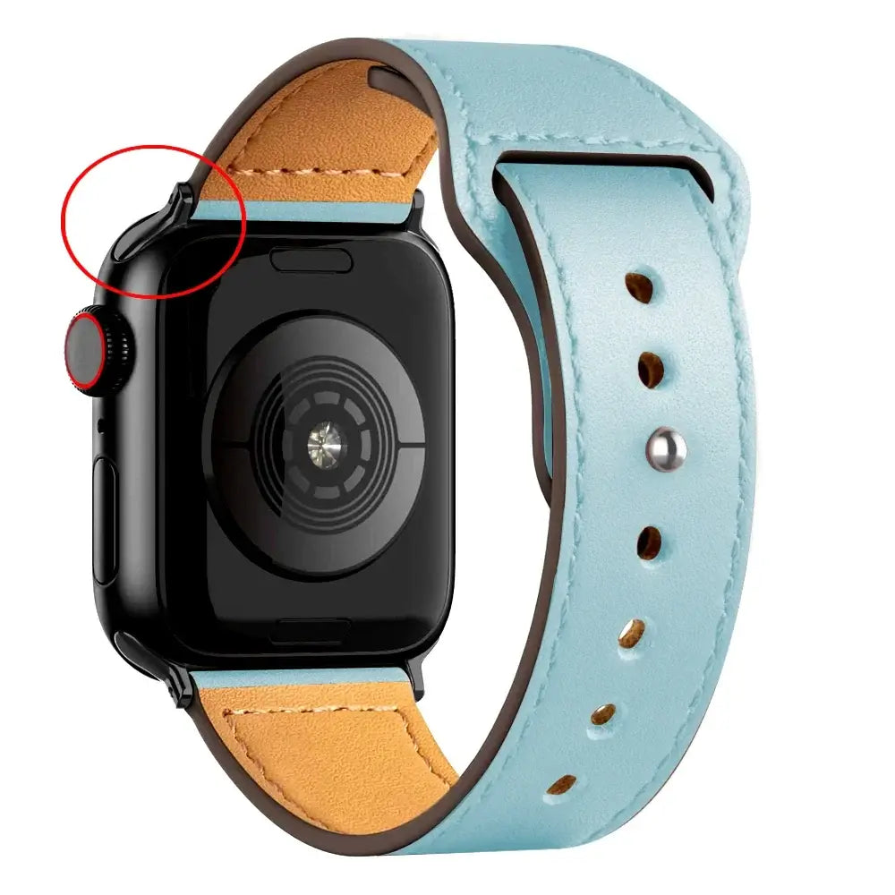 Apple Watch Ultra Leather Band 49mm Elegant Wrist Strap - B Light blue 7 / 49mm-45mm-44mm-42mm