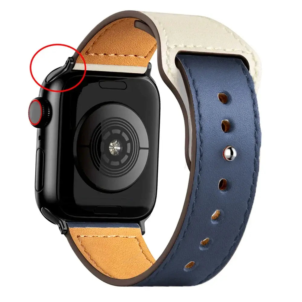 Apple Watch Ultra Leather Band 49mm Elegant Wrist Strap - B Blue White 19 / 41mm-40mm-38mm