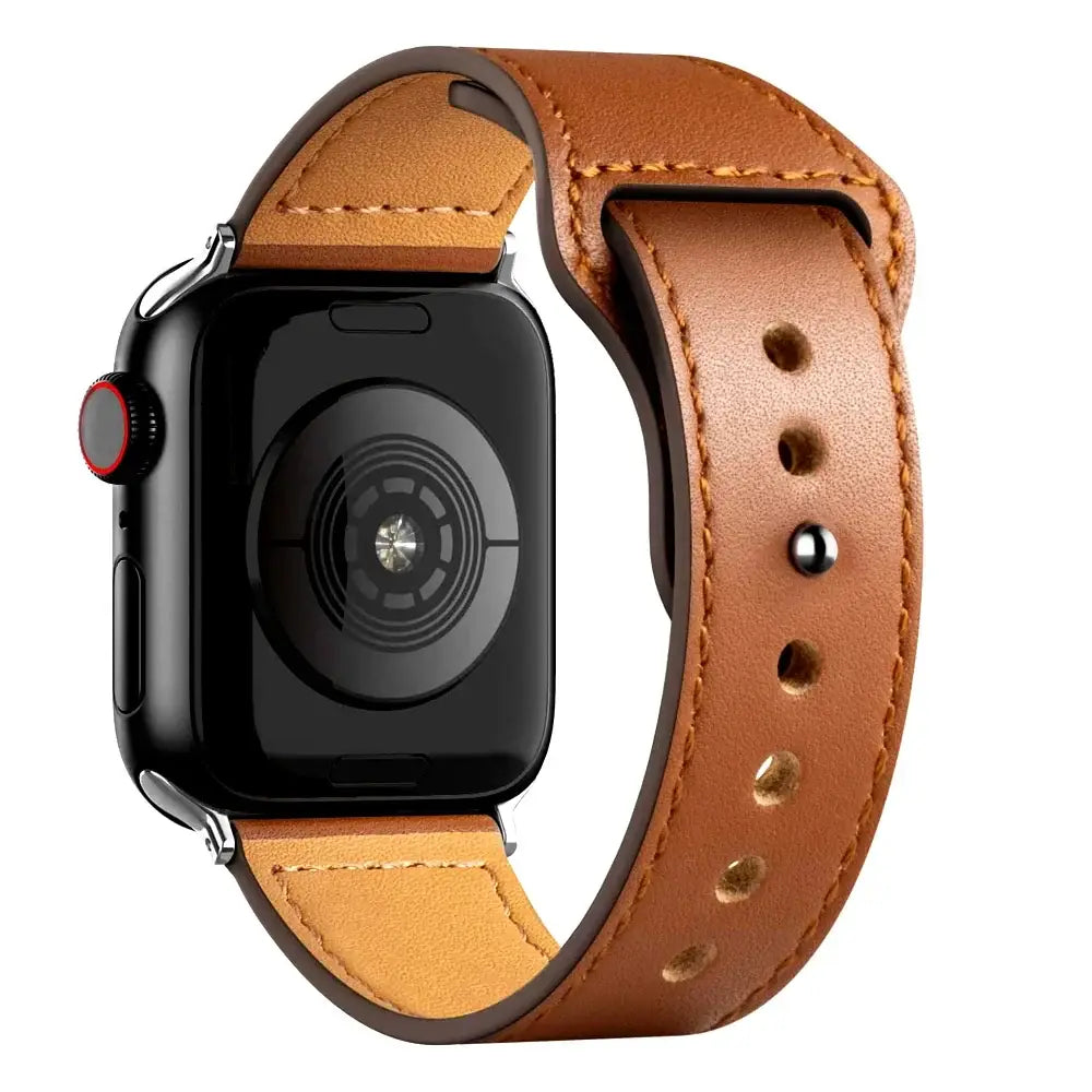 Apple Watch Ultra Leather Band 49mm Elegant Wrist Strap - Brown 2 / 41mm-40mm-38mm