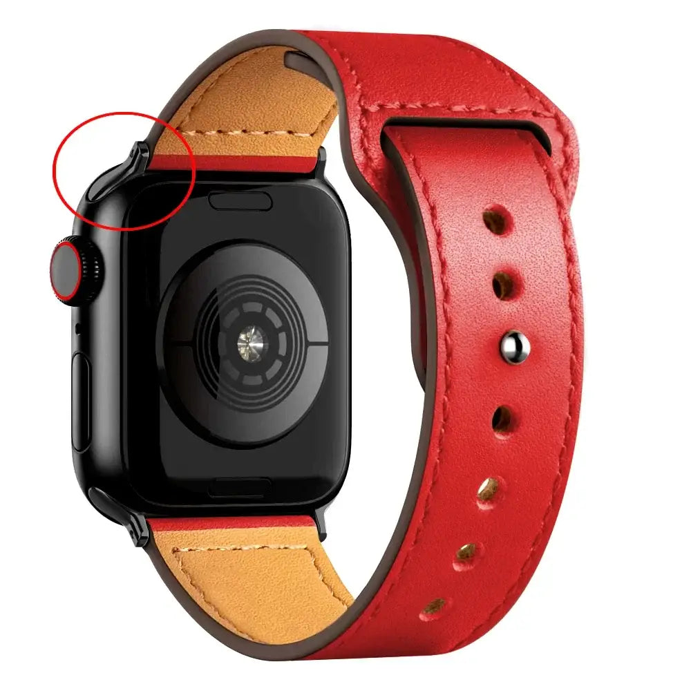 Apple Watch Ultra Leather Band 49mm Elegant Wrist Strap - B Red 13 / 41mm-40mm-38mm