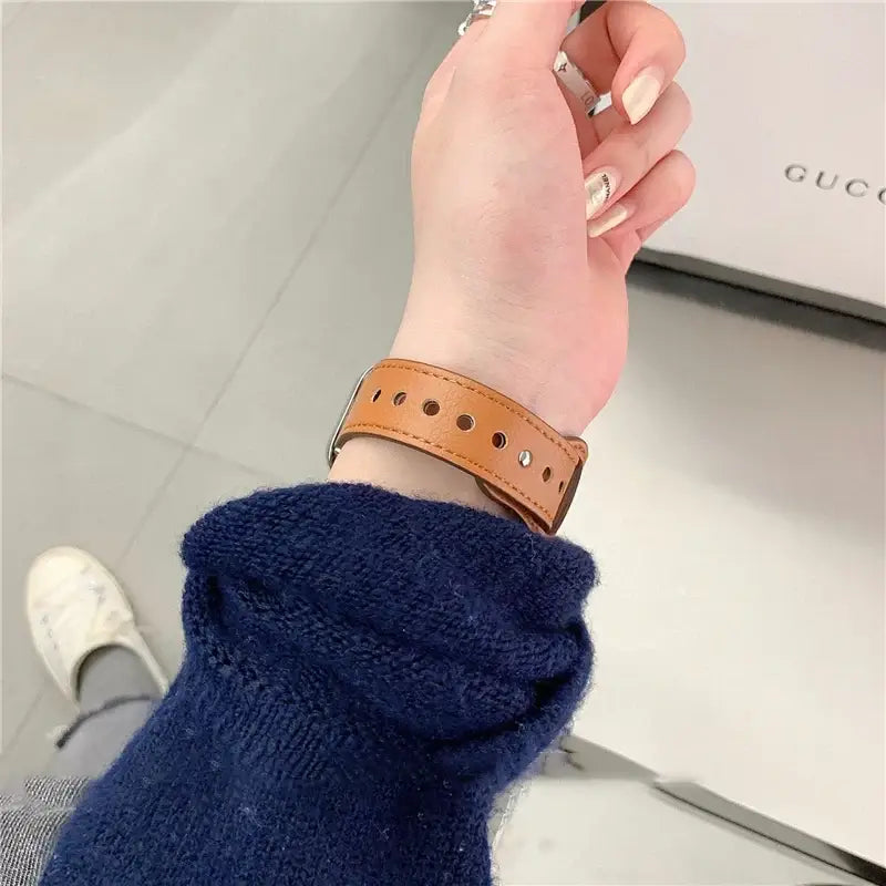 Apple Watch Ultra Leather Band 49mm Elegant Wrist Strap