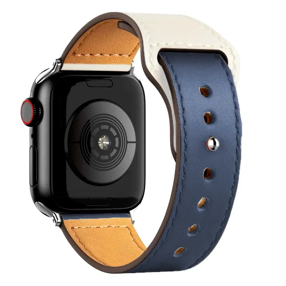 Apple Watch Ultra Leather Band 49mm Elegant Wrist Strap - Blue White 19 / 41mm-40mm-38mm