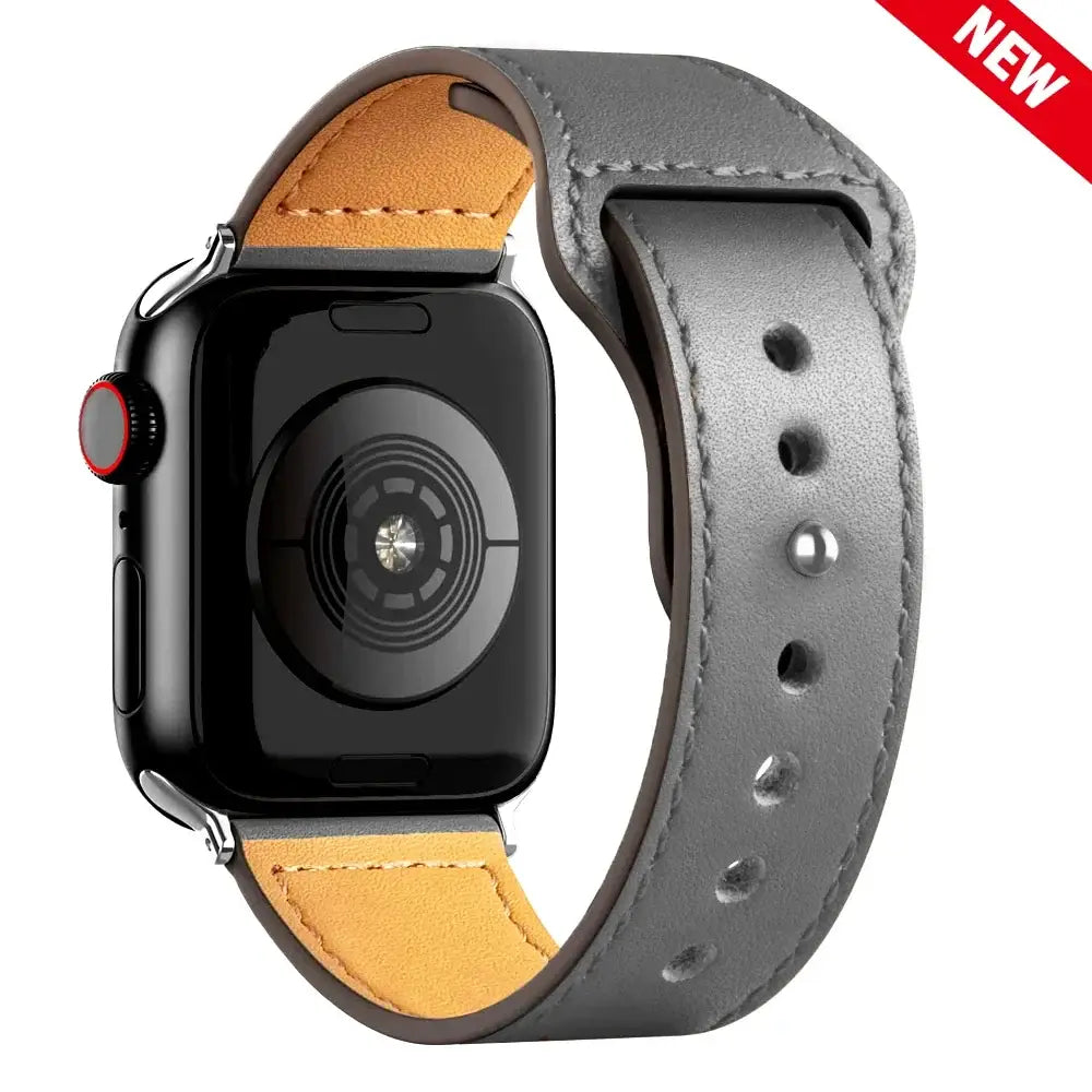 Apple Watch Ultra Leather Band 49mm Elegant Wrist Strap - Silver gray 24 / 41mm-40mm-38mm