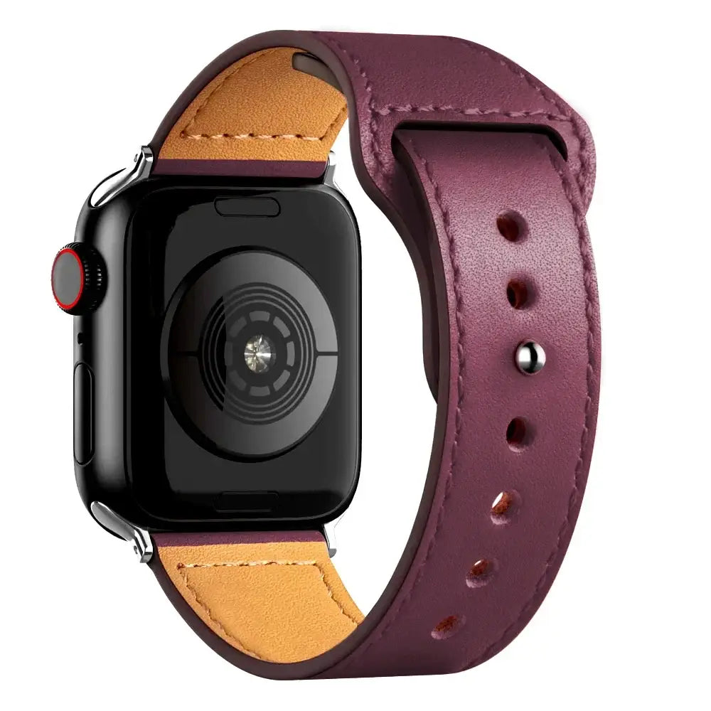 Apple Watch Ultra Leather Band 49mm Elegant Wrist Strap - Wine red 10 / 41mm-40mm-38mm