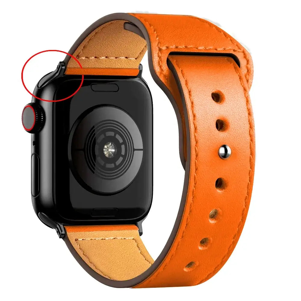 Apple Watch Ultra Leather Band 49mm Elegant Wrist Strap - B Orange 9 / 41mm-40mm-38mm