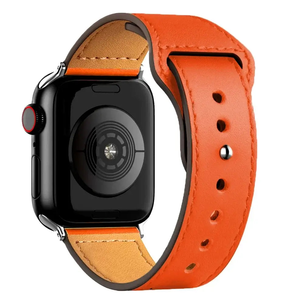 Apple Watch Ultra Leather Band 49mm Elegant Wrist Strap - Orange 9 / 41mm-40mm-38mm