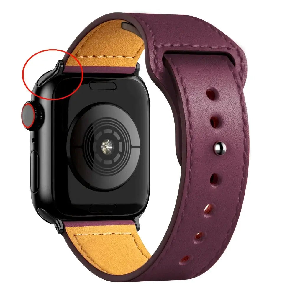 Apple Watch Ultra Leather Band 49mm Elegant Wrist Strap - B Wine red 10 / 41mm-40mm-38mm