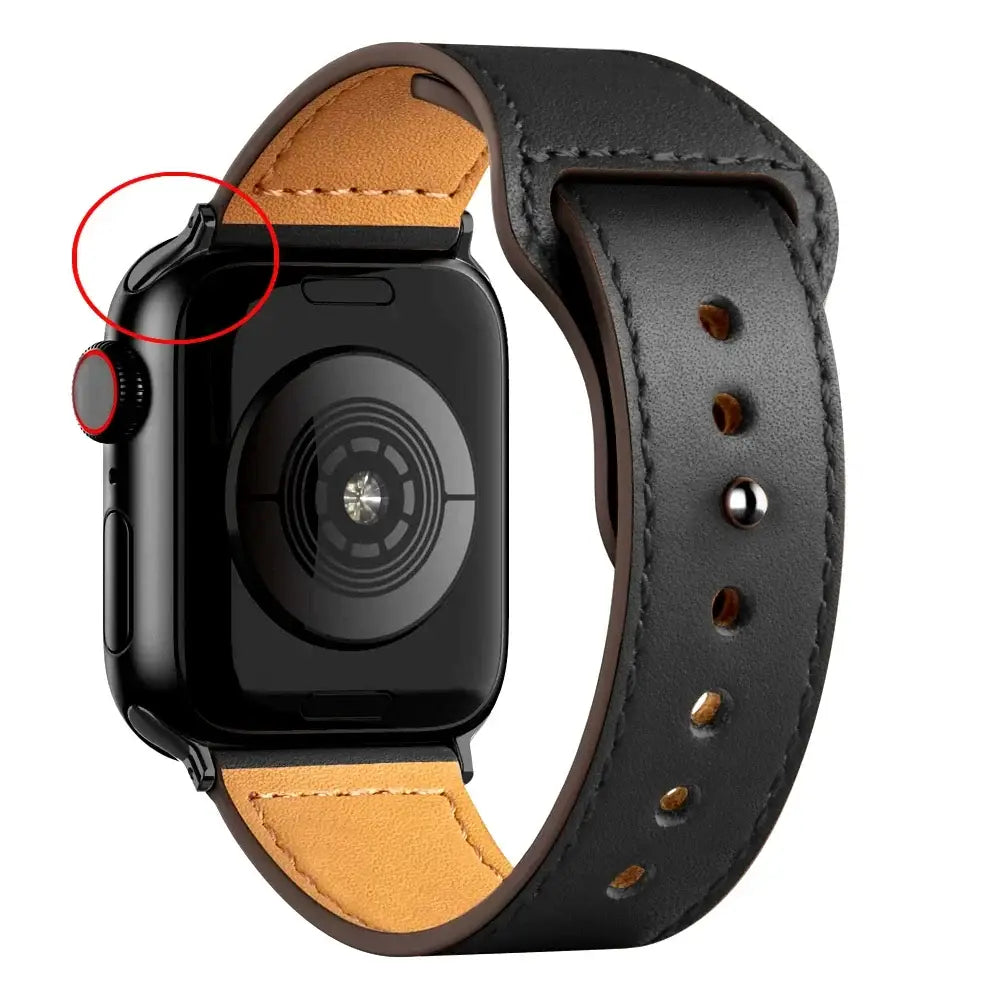 Apple Watch Ultra Leather Band 49mm Elegant Wrist Strap - B Black 3 / 41mm-40mm-38mm