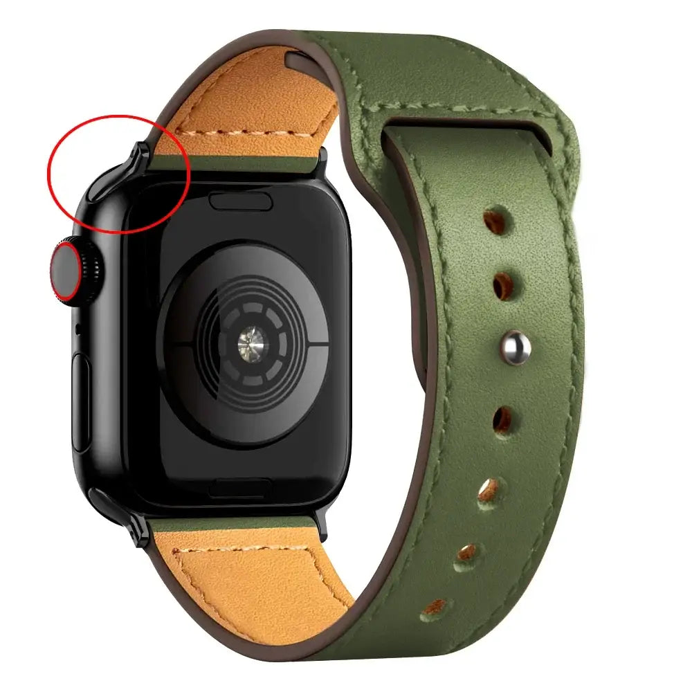 Apple Watch Ultra Leather Band 49mm Elegant Wrist Strap - B Cargo Khaki 11 / 49mm-45mm-44mm-42mm
